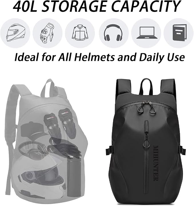 Motorcycle Helmet Backpack, Waterproof Riding Backpacks for Men | Motorbike Large Capacity Soft Backpack, Helmet Bag - Image 2