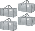 4 Pack-Extra Large Heavy Duty Moving Bags - Waterproof Storage Totes with Handles & Zippers, Foldable for College Dorm, Storage (light gray) by Unknown