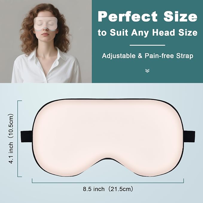 Adjustable Silk Eye Mask for Sleeping, Soft Sleeping Eye Shade Cover for Women, Good for Blocking Light, Reducing Puffiness, Enhancing Sleep Quality - Image 3