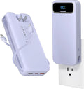 aonidi Portable Charger 20000mAh with Built-in Cables&AC Wall Plug, Purple | PD20W Fast Charging,Travel Essential,TSA Approved,LED Display,All in One USB C Power Bank for All Cell Phones Devices by AONIDI