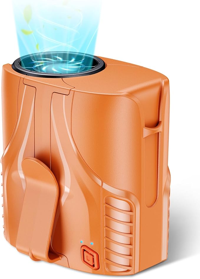 Portable Personal Waist Fan& Neck Fan, 14000RPM Brushless Motor, 40H Runtime Rechargeable, 6-Speed Quiet Operation, Clip-On Personal Body Cooling for Camping/Worksites/Outdoor by DeeKom