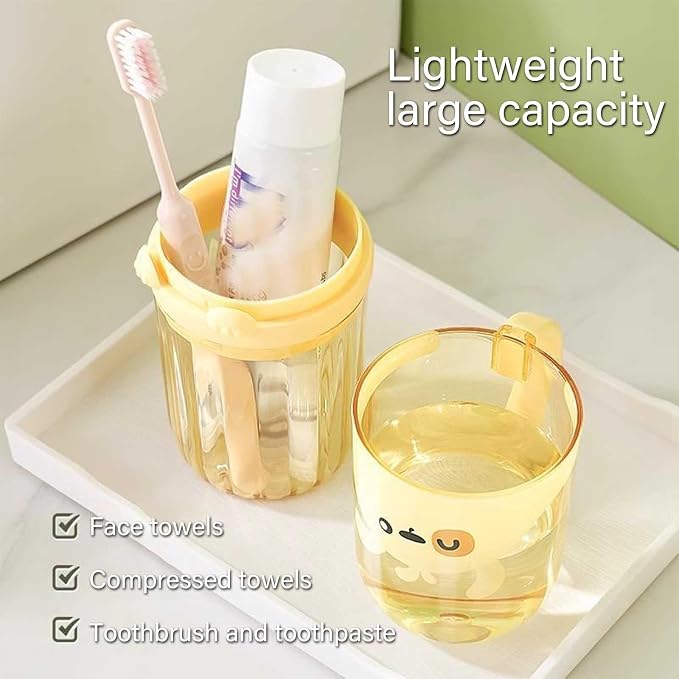 Toothbrush Travel Case for Kids with Detachable Handle, Portable Cute Toothbrush Holders, Multifuction Toothbrushes Toothpaste Storage Box for Camping Travel or Daily Use (Yellow) - Image 3