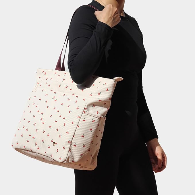 ESVAN Original Floral Tote Bag Large Shoulder Bag with Multi Pockets for Gym Travel Beach Daily Bags - Image 2