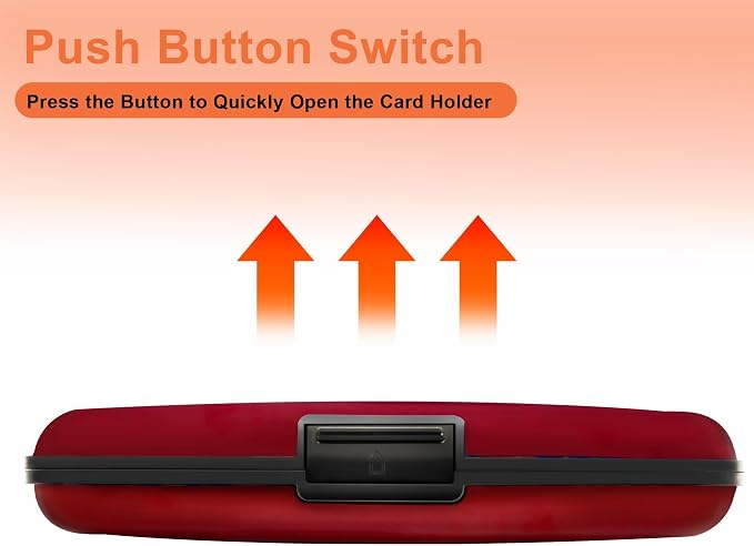 Mayski Credit Card Holder for Women RFID Blocking Wallet, Red | Card Wallets for Women Small Mini Business Metal Accordion Aluminum Alloy Hard Case for Men - Image 6