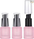 Segbeauty 0.5oz Frosted Glass Lotion Pump Bottles, 3pcs Refillable Travel Size Containers for Lotions, 15ml Pink Glass Small Travel Containers for Creams, Mini Hair Oil Bottle Pump Dispenser Empty by Segbeauty