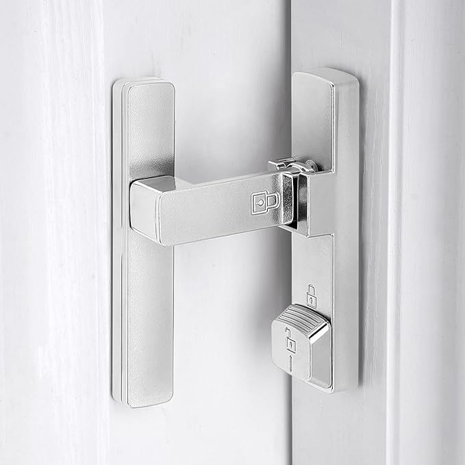 Silvery 90 Degree Barn Door Lock,Flip Gate Latches Hardware | Zinc Alloy Door Lock,Right Angle Door Lock Latch,Sliding Door Latches,for bedroom,drawer,pet enclosures,cabinet,garage,window by INIRET