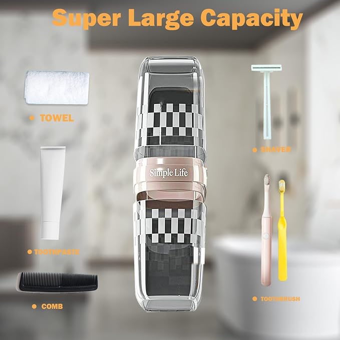 Black Portable Travel Toothbrush Holder Case with Cover | Portable covered toothbrush travel case, durable storage carrier for bathroom, school, business travel use, neat black design - Image 3