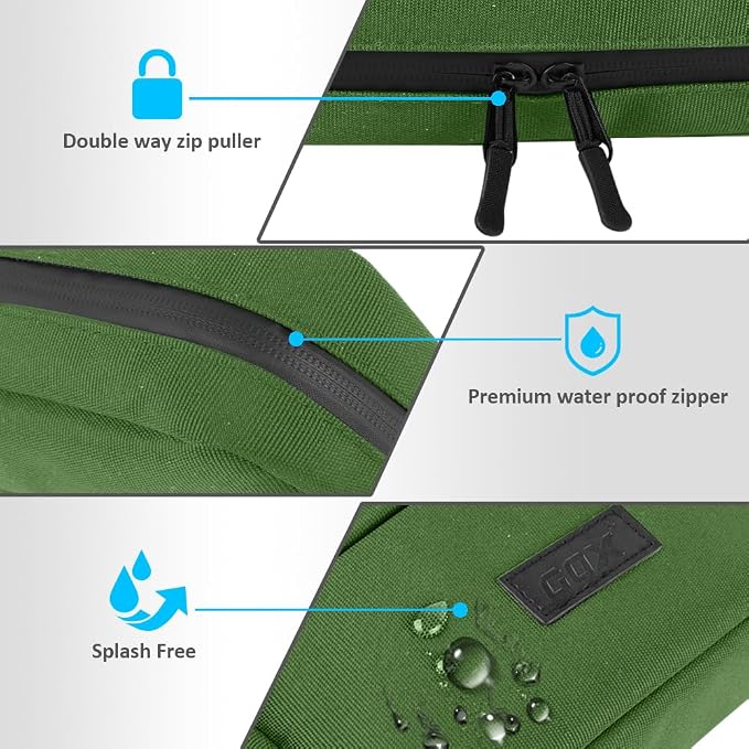 GOX Travel Cable Organizer Bag, Medium Tech Pouch for Electronics, Green | Two Zippers & Multiple Storage Pockets, Water-Repellent Oxford, All-in-One Tech Bag for Electronic & Travel Accessories - Image 8