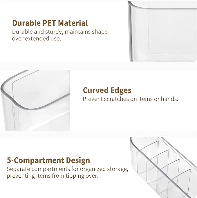 PAVSTINE 2 Pack Adhesive Medicine Cabinet Organizer, Clear Wall Mounted Makeup Storage Shelves for Bathroom Vanity, No Drilling Narrow Organizers for Door Cabinet, 5 Compartment - Image 4
