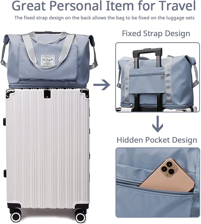 Large Capacity Foldable Travel Bag, Expandable Waterproof Carry on Bag, Dry and Wet Separation Spor Duffel Bags - Image 2