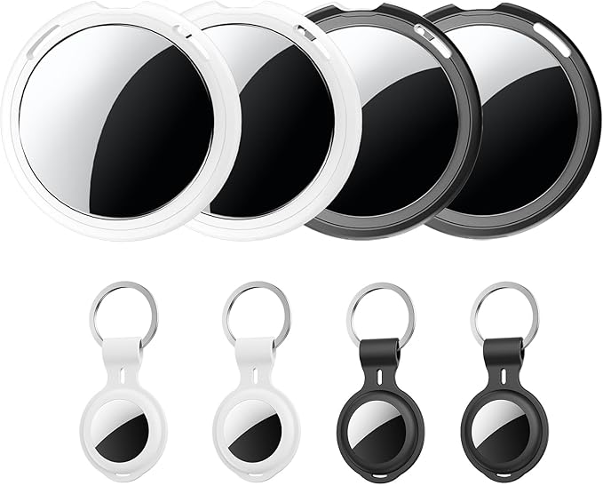 4 Pack Apple MFi Certified Tracker Tags Works with Apple Find My (iOS Only) | Bluetooth Item Finder Replaceable Battery Waterproof Smart Tag for Keys Wallet Pets Backpack Luggage Bags Worldwide Tracking by CYBERDOT