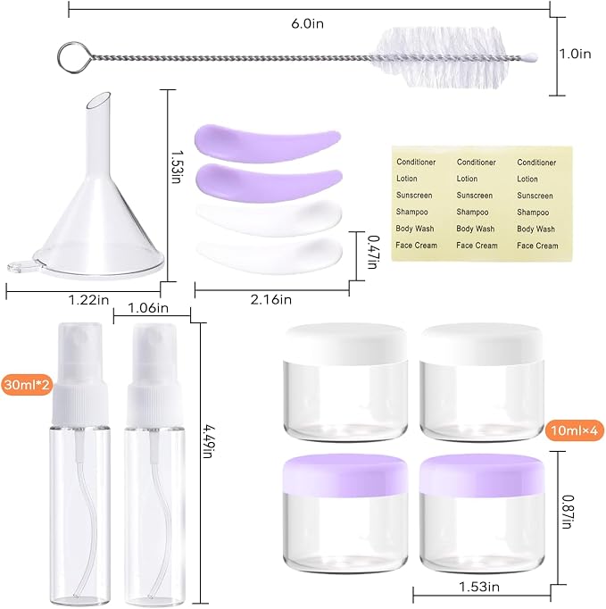18 packs of toiletries travel bottles, TSA Approval silicone travel containers, leak proof refillable shampoo and conditioner are essential for travel, fitness, business trips, office use(purple) - Image 5
