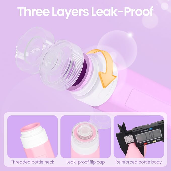 Redfly 17 Pack Travel Bottles for Toiletries, Tsa Approved 3oz Travel Size Containers, Leak Proof Travel Size Toiletries Bottles Silicone, BPA Free Refillable Shampoo Conditioners Kit, Purple - Image 3