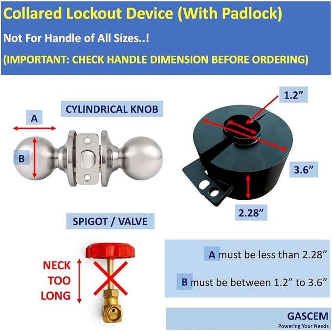 Door Knob Lockout Device. (Matt Black, 1 Padlock Included). Door Handle Lock - Prevents Doorknobs from Turning and Access to Keyhole. Childproof Door Knob Cover. - Image 6