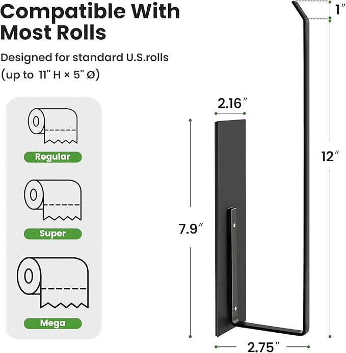 Paper Towel Holder, Magnetic Paper Towel Holder for Fridge, Toilet Paper Roll Holder Magnet Towel Rack Wall Mount Fridge Organizer for Paper Towels Rolls Bathroom Pantry RV Kitchen Storage - Image 3