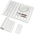 Large Stone Dish Drying Mats for Kitchen Counter, Quick Drying Collapsible Dish Drying Mat, Eco-Friendly Absorbent Diatomaceous Earth Mats for Dishes Cups, Match Any Countertop (White 24"×16" & 8"x4") by tdcokhe