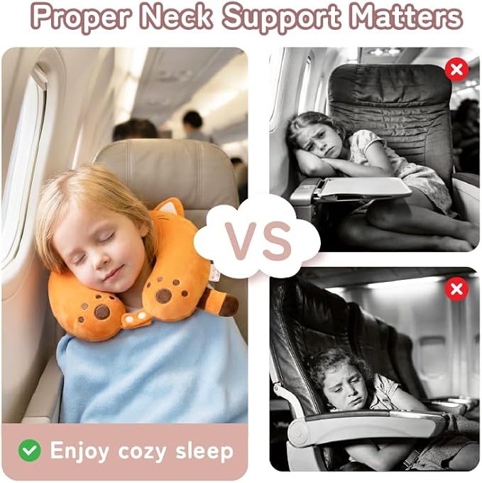 Kids Travel Neck Pillow for Ages 3-8 with Memory Foam, Red Panda | Removable cover, 13 in neck size, machine washable, hidden zipper, head and chin support, car seat and airplane use - Image 6