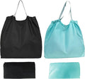 2 PC Foldable Reusable Shopping Bags - 210D Nylon Waterproof Grocery Tote Bag with Drawstring Mouth & Reinforced Handle by XKE-X