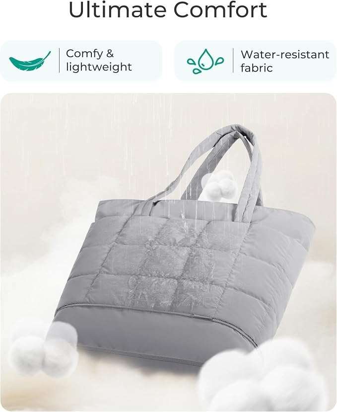 BAGSMART Expandable Tote Bag for Women, Puffer Work Tote Travel Bag | Quilted Carry On Bag for Travel Work Gym College, Waterproof Travel essentials - Image 5