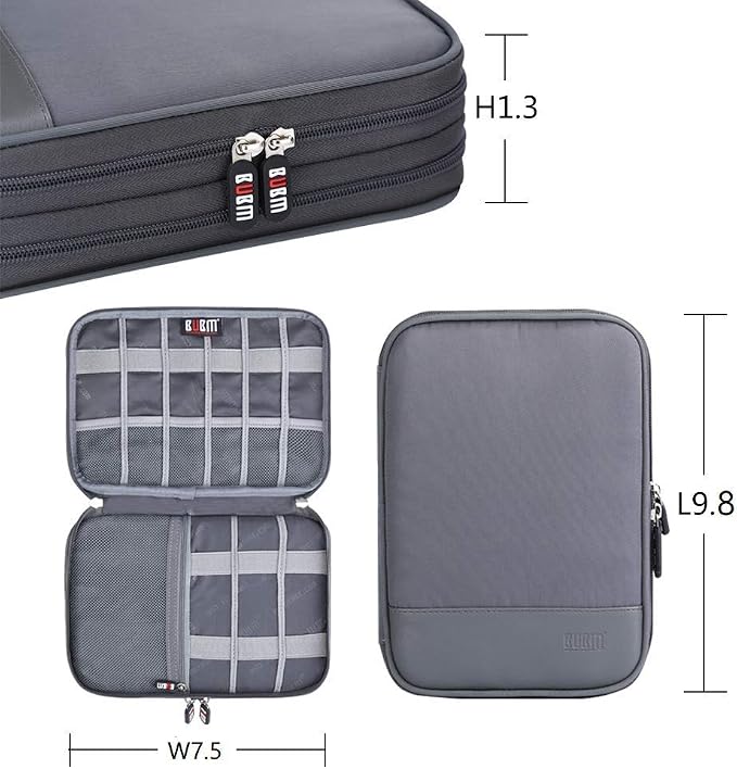 Electronic Cable Organizer Bag - Portable Travel Double Layers Electronic Digital Accessories Storage Pouch Bags for SD Card Case, USB Flash Drive,Charging Cords, USB Charger, Mini Tablet - Image 4