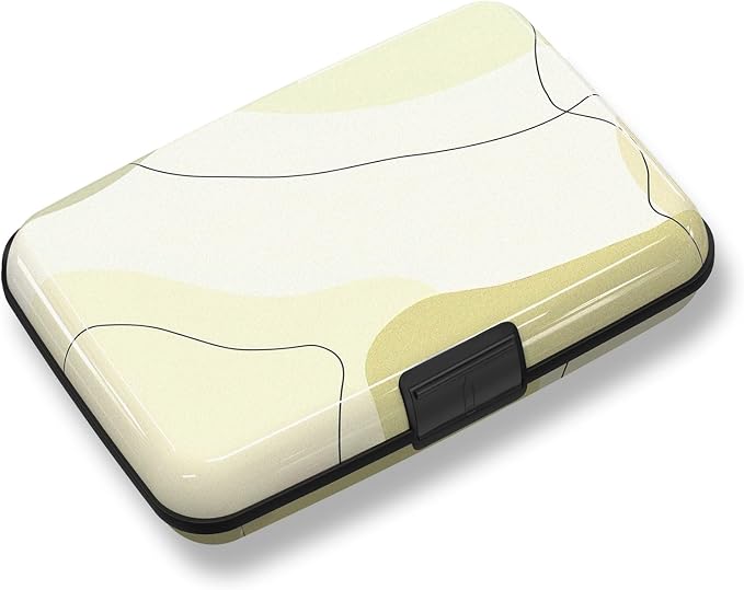 Credit Card Holder, Beige Mini RFID Aluminum Card Wallet Business Card Case | Small Blocking Slim Metal RFID Blocking Front Pocket Wallet Hard Case Durable CC Holder for Women Girls Arts by ToLuLu