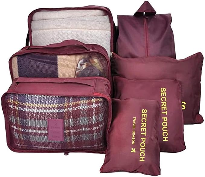 Packing Organizers Packing Cubes for Suicase 7 Set Travel Luggage Organizer Bags for Suitcases (Wine Red) - Image 6