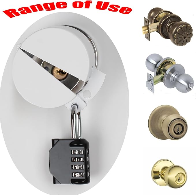 Door Knob Lock Out Device, Metallic White，Without Drilling(Password Lock) Door Handle Lock,Cover to Disable The Doorknob/Faucet, Prevents Turning of Door Knob and Access to Keyhole，Childproof - Image 5