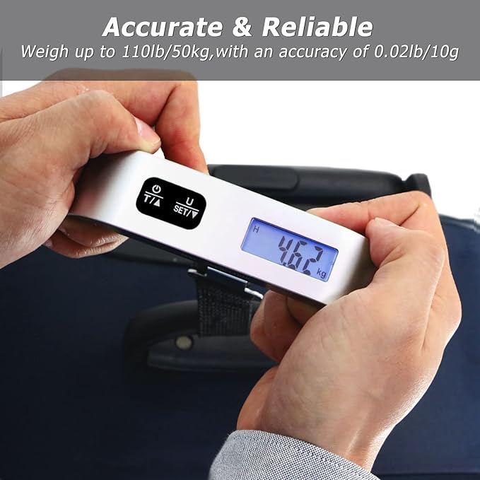 Luggage Scale, Portable Digital Hanging Baggage Scale for Travel, Suitcase Weight Scale with Rubber Paint, 110 Pounds, Battery Included - Image 3