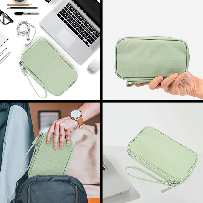 CAAORDKSO Small Cable Organizer Bag, Travel Cord Charger Organizer Case Waterproof Accessories Pouch, Electronic Carrying Case Bag for Cable, Cord, Charger, Phone, Power Bank, Earphone (Mint Green) - Image 7