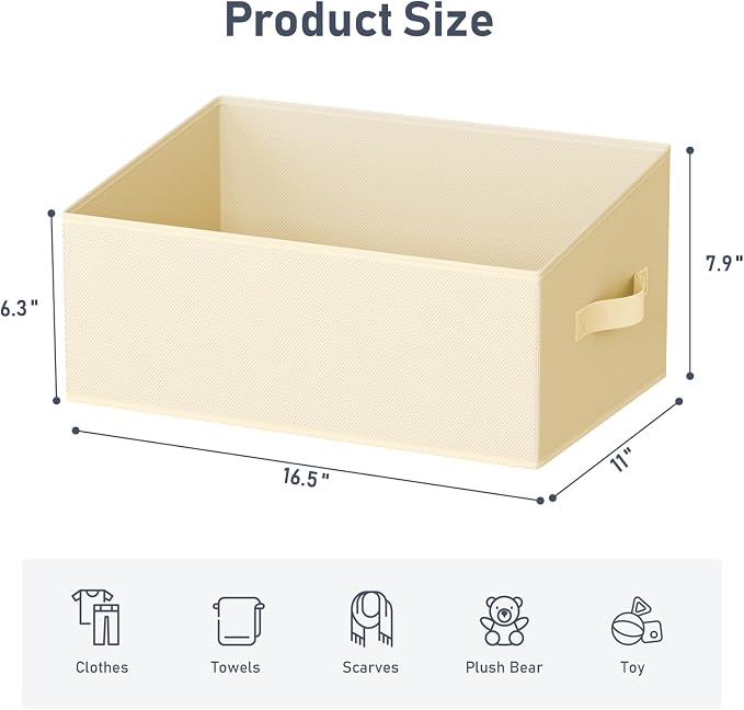 DIMJ Closet Storage Bins 6 Pack - Fabric Storage Baskets for Shelves, Large Clothes Organizers with Handles, Trapezoid Shelf Organization Storage Cubes for Purse, Toys, Books, Towel, Clothes - Image 2