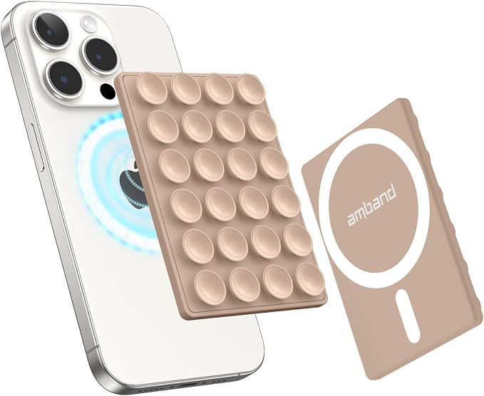 amBand Magnetic Suction Phone Mount Trendy Stocking Stuffers for Men Women Dad Mom Adults, Removable Brown Octo Cup Buddy Sticky Holder for Hands-Free Selfie/Video, Milk Tea by amBand