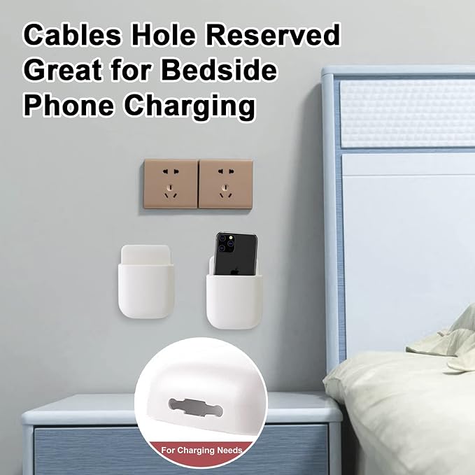 3 Pcs Remote Control Holder, Wall Mount Pen Holder Hole-Free Self Adhesive Phone Charging Organizer Pencil Storage Containers for Home Office School Supply Orgaizer ​(White - Image 3