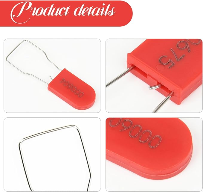 1000pcs Security Metal Wire Padlocks, Plastic Security Seals Disposable Anti-Tamper Tag Locks with Numbered Anti Tamper Tag Hasps (Red, 1000pcs) - Image 7