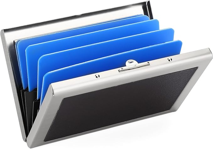 Credit Card Holder Wallet for Women Men Stainless Steel Metal Card Case RFID Blocking Business Card Protector Case with 6 Slots by LOUEBICA