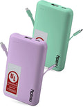 Miady UL Listed 2-Pack Small Portable Charger 5000mAh Power Bank for Travel | 18.5Wh丨Built-in 2 Cables丨3 Outputs 2 Inputs丨Compatible with iPhone Android etc丨Flight-Safe丨for Backpack Campingl丨Green+Purple by Miady
