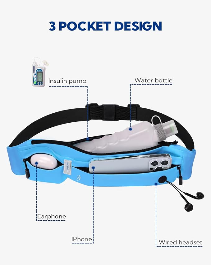 WATERFLY Running Belt Fanny Pack:Phone Holder Belt for Men Women | Lightweight, Soft and breathable fabric,SBS zipper, adjustable waist belt, Zero bounce, Suitable for running workout Fitness - Image 4