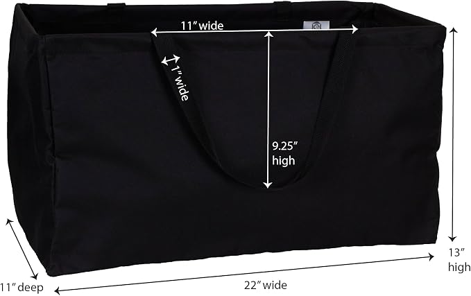 Household Essentials 2212-1 Krush Canvas Utility Tote | Reusable Grocery Shopping Bag | Laundry Carry Bag | Black - Image 3