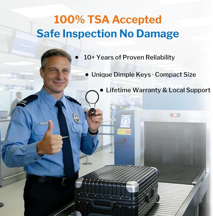 Forge TSA Approved Luggage Locks, Ultra-Secure Dimple Key Travel Lock, Extra long-15'' Cable Locks with Zinc Alloy Body - Image 2