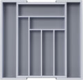 Pipishell Bamboo Expandable Drawer Organizer for Utensils Holder, Adjustable Cutlery Tray, Wood Drawer Dividers Organizer for Silverware, Flatware, Knives in Kitchen, Bedroom, Living Room(M-Grey) by Pipishell