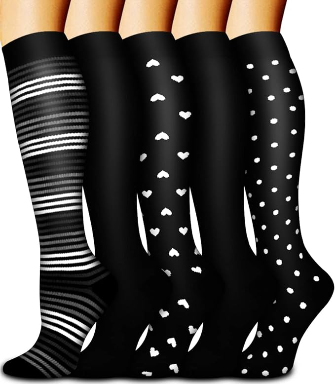 Compression Socks for Women & Men Circulation (6 Pairs) 15-20 mmHg is Best Support for Athletic Running,Nurse by Bluemaple