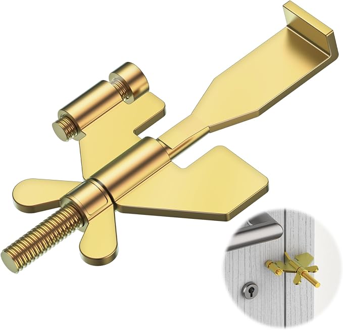 1 PCS Gold Portable Door Lock,Heavy-Duty Portable Door Lock for Home, Travel, Hotels, Apartments by appacare