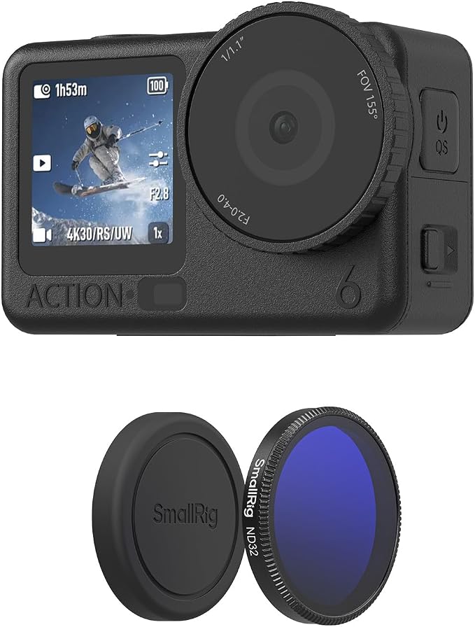 SmallRig ND32 Filter for DJI Osmo Action 6, Snap-On Polarizing Neutral Density Filter, with Lens Silicone Cover & Cleaning Cloth, HD Optical Glass/Multi-Coated - 6085 by SmallRig