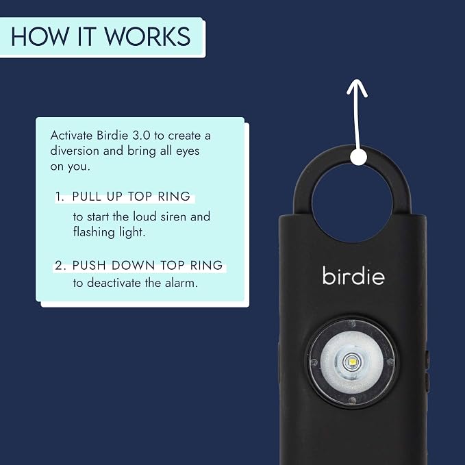 She’s Birdie 3.0 New Version – The Original Personal Safety Alarm for Women by Women–Loud Siren, Flash Light and Rechargeable Battery in a Variety of Colors (Charcoal Black) - Image 4