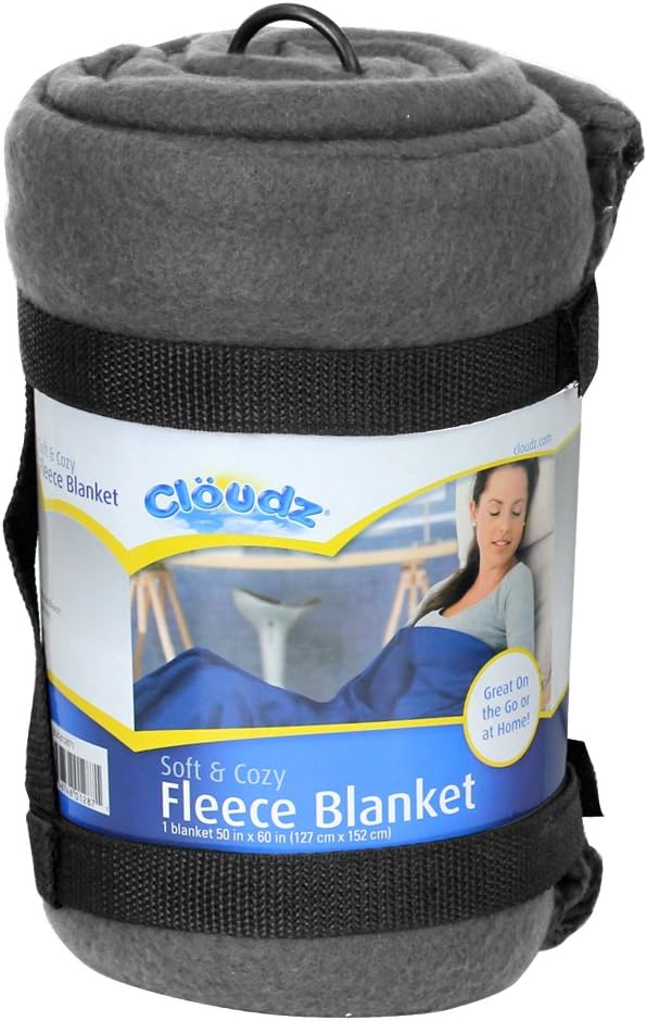 Cozy Fleece Airplane Travel Blanket for Your Flight, Car, Camping, Home or Comforting Warmth Anywhere! - Grey by Cl%C3%B6udz