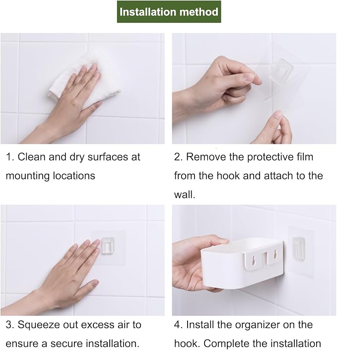 Adhesive Cabinet Door Organizer, Bathroom Wall Mount Storage Rack, Bedside Shelf Organizer Door Rack Shelves Holder for Sink Kitchen Bathroom RV Pantry Bedroom Closet Laundry Office (White-2 Pack) - Image 6