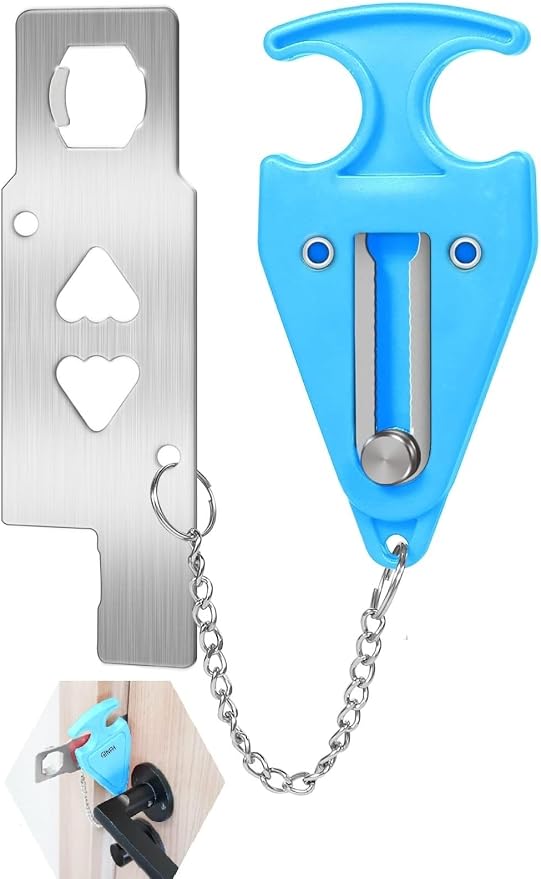 Portable Door Lock for Travel Door Lock Hotel Room Security Devices Apartment Jammer Additional Safety for Traveling Home College upgrade (Blue combination) by GINFH