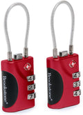 Brookstone Cable Luggage Locks, 2 Pack, TSA Approved, Resettable | 3-Digit Combination Lets You Set Your Own Code, Slim Design Threads Through Zippers or Straps, Great for Bags by Unknown
