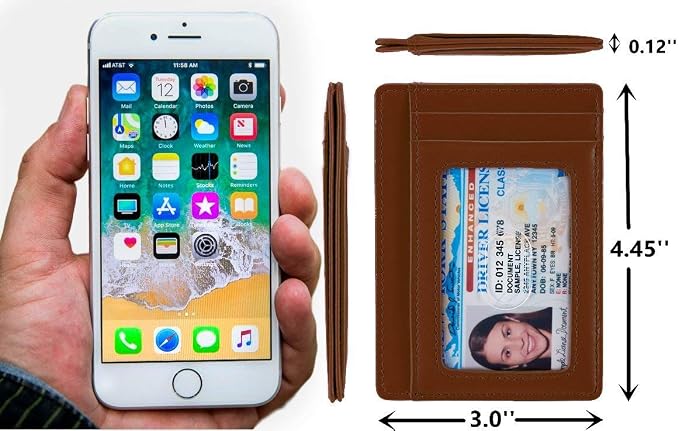 KALMORE Genuine Leather Front Pocket Slim Wallet Credit Card Holder with ID Window - Image 4