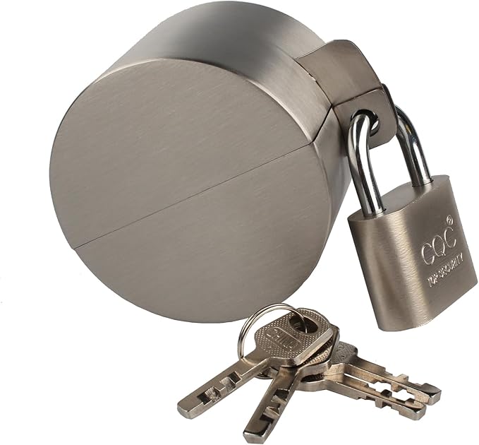 Door Knob Lockout Device with Padlock, Metallic Stainless Steel Locking Cover to Disable Doorknob, Prevents Turning of Door Knob and Access to Keyhole, Prevents Operating The Knob - Image 5