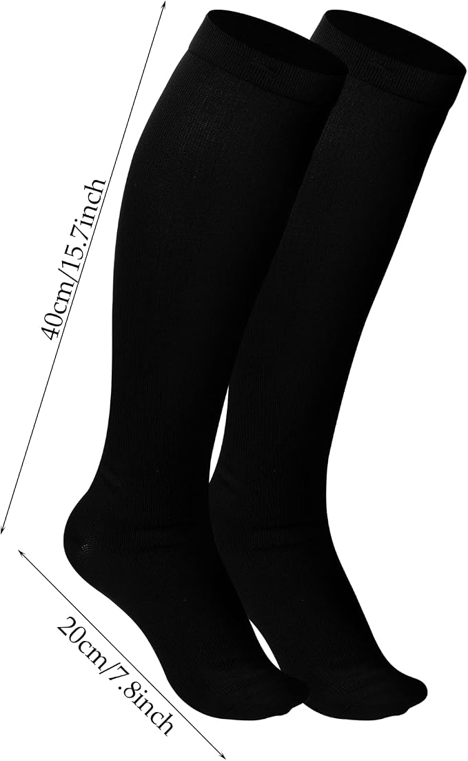 Pistha 2 Pairs Compression Socks for Women Men Sports and Travel(Black) | Knee High Compression Stockings Socks for Cycling Hiking Running Athletic - Image 2